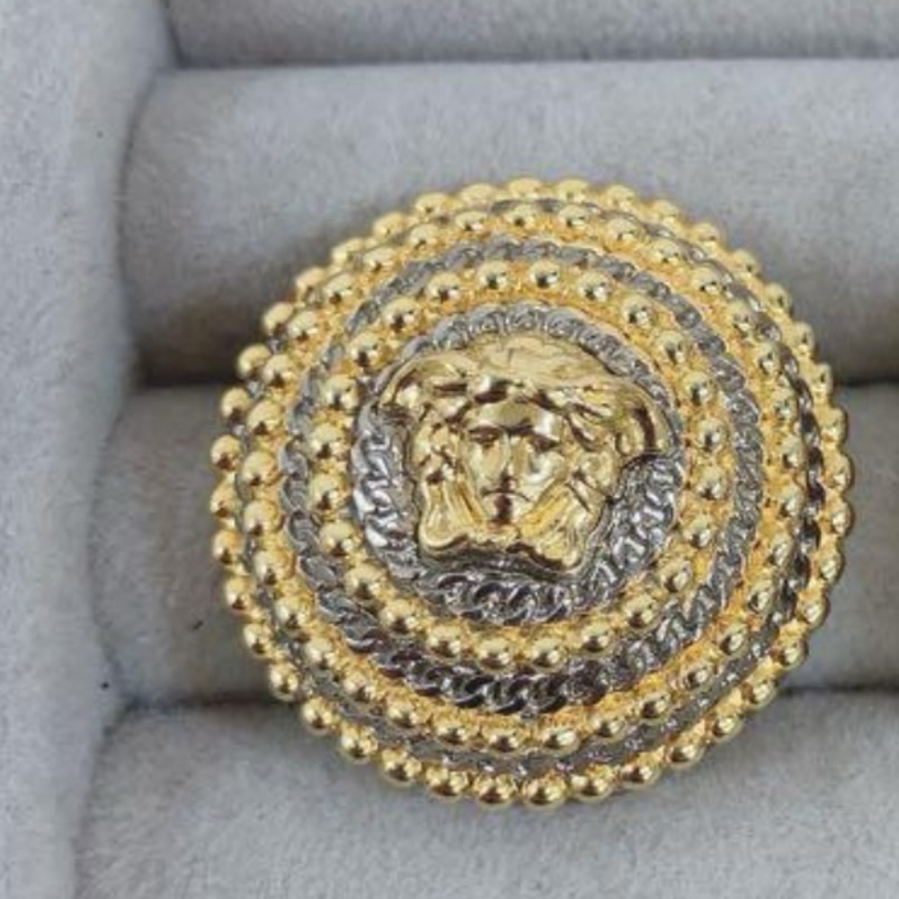 Versace Earrings gold Medusa button earrings silver and gold tone stud earrings - Picture 15 of 17